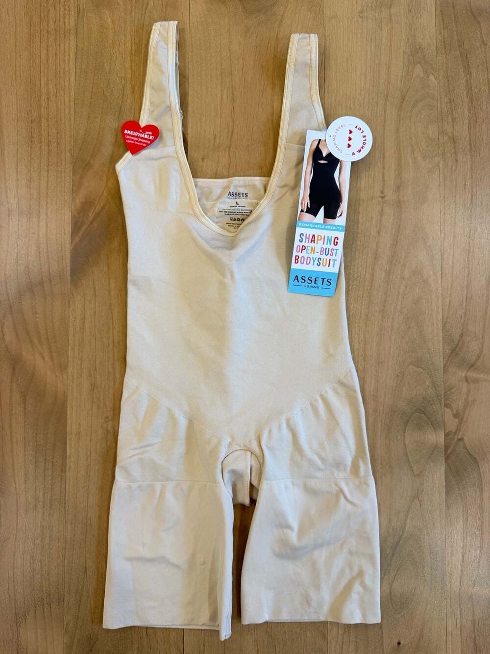 Assets By Spanx Shaping Open-Bust Bodysuit Size L Naked NWT
